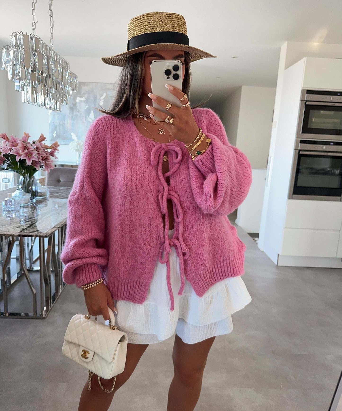 Casual Knitted Bow Cardigan