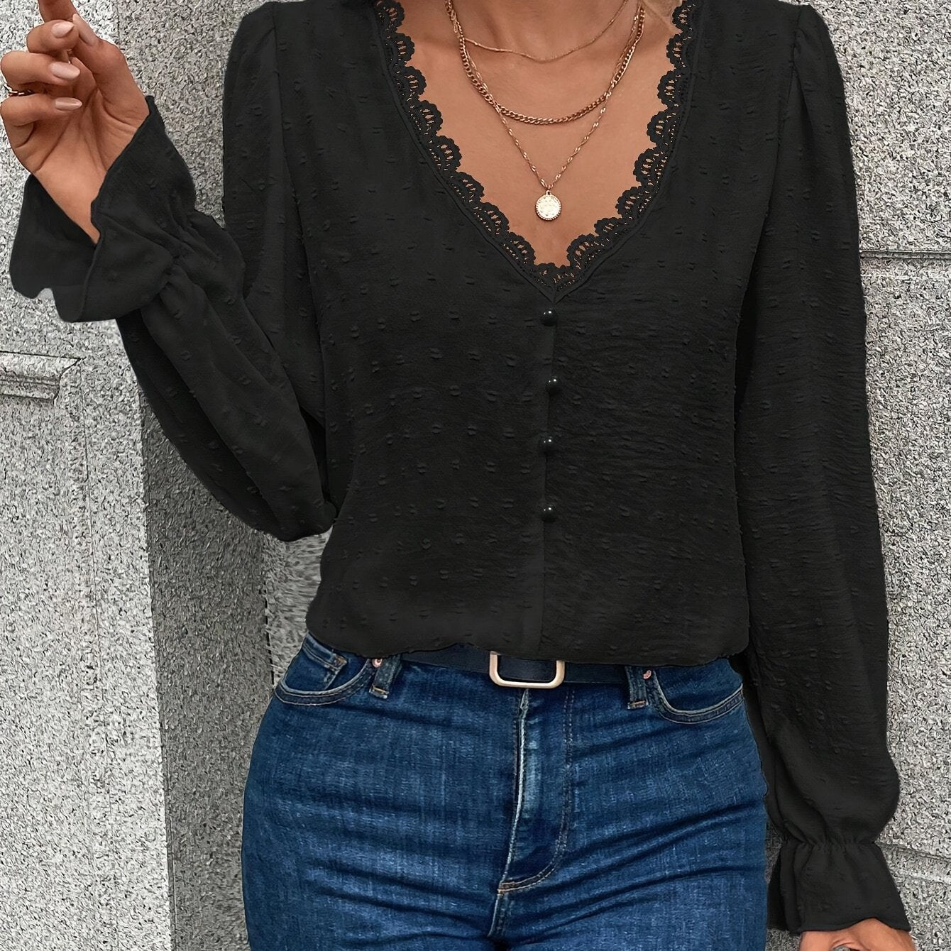 All-match Minimalist Long Sleeve Women's Shirt