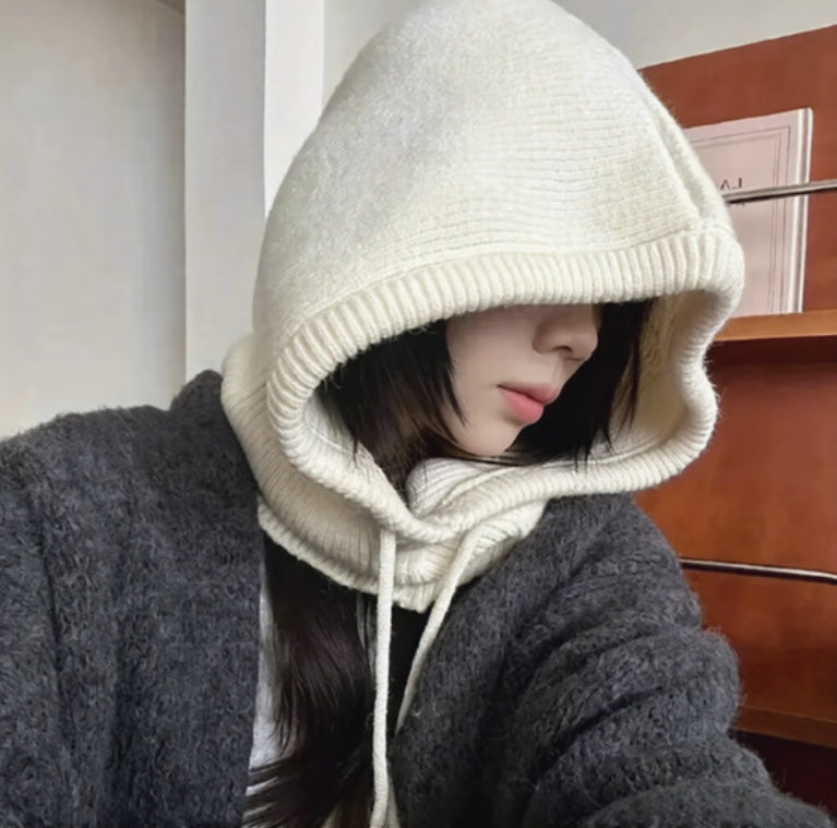 Woolen Warm Scarf Integrated Couple Ear Protection Knitted Hat