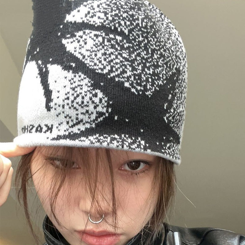 Letter Woolen Cap Female Autumn And Winter Wild Face Small Beanie Hat
