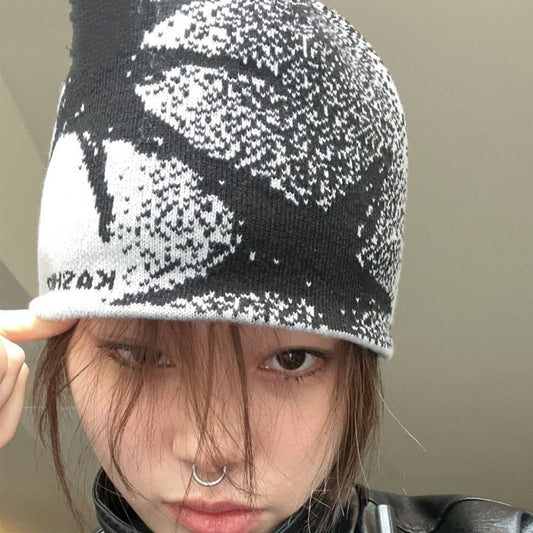 Letter Woolen Cap Female Autumn And Winter Wild Face Small Beanie Hat