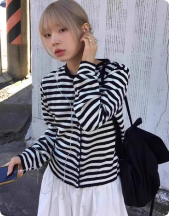 Casual Slimming Single-breasted Long-sleeved Knit Cardigan