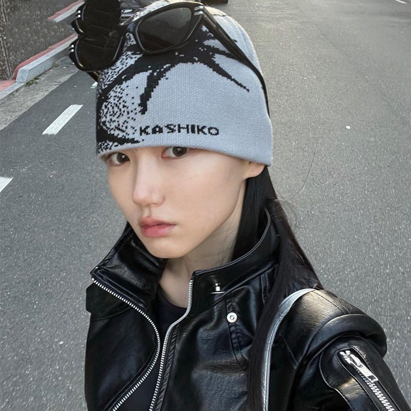 Letter Woolen Cap Female Autumn And Winter Wild Face Small Beanie Hat