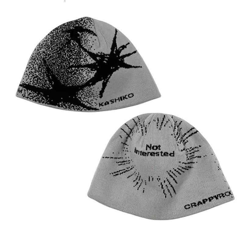 Letter Woolen Cap Female Autumn And Winter Wild Face Small Beanie Hat